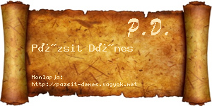 Pázsit Dénes névjegykártya