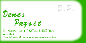 denes pazsit business card